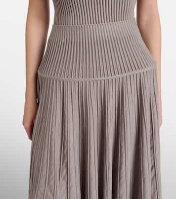 Pleated wool-blend midi skirt  | Alaïa