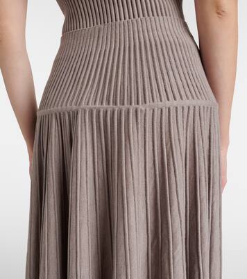 Pleated wool-blend midi skirt  | Alaïa