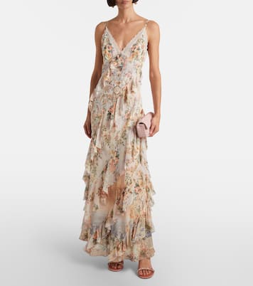 Embellished floral ruffled silk maxi dress | Camilla