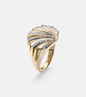 Bague Chevalier Coquillage en or 18 ct et diamants | Yvonne Léon