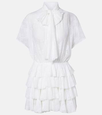 Lauren semi-sheer tiered lace minidress | Norma Kamali