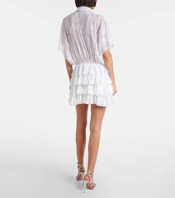 Lauren semi-sheer tiered lace minidress | Norma Kamali