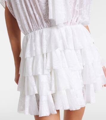 Lauren semi-sheer tiered lace minidress | Norma Kamali