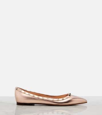 Bailarinas Rockstud de piel metalizada | Valentino Garavani