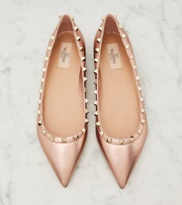 Bailarinas Rockstud de piel metalizada | Valentino Garavani
