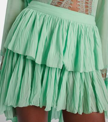 Plissé tiered georgette miniskirt | Blumarine