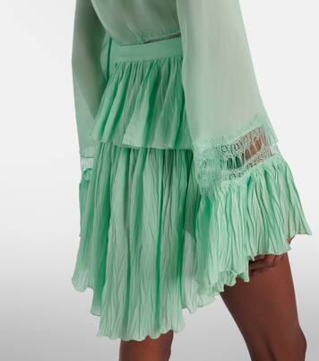 Plissé tiered georgette miniskirt | Blumarine