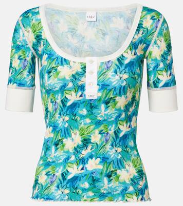 Top en coton mélangé à fleurs | Chloé