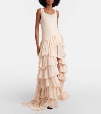 Tiered asymmetric maxi dress | Xu Zhi
