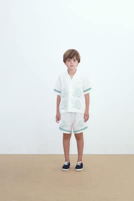 Shorts Daisies aus Leinen | Tinycottons