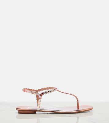 Tequila embellished leather thong sandals | Aquazzura