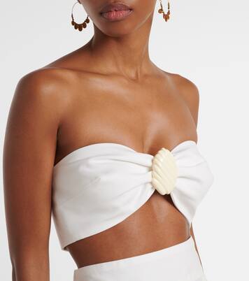 Embellished cotton-blend bandeau top | Adriana Degreas
