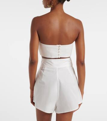 Embellished cotton-blend bandeau top | Adriana Degreas