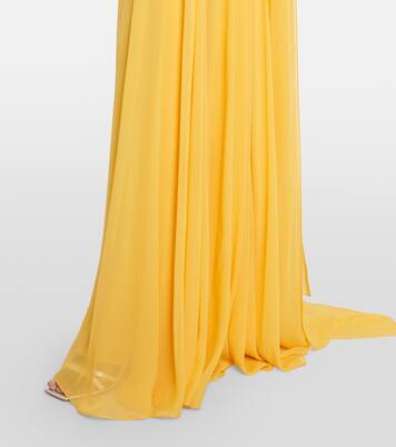 缀饰围巾细节真丝长礼服 | Elie Saab