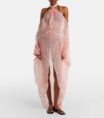 Robe midi en soie à imprimé | Balmain