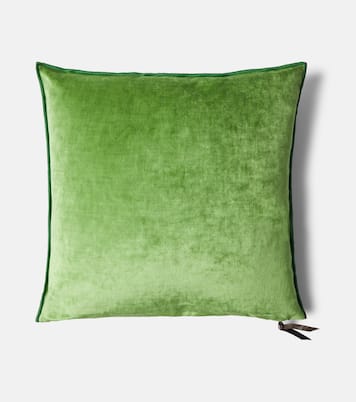 Leather-trimmed cushion | Maison de Vacances