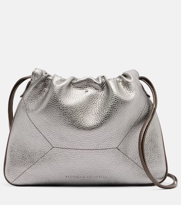 Monili Small metallic leather shoulder bag | Brunello Cucinelli