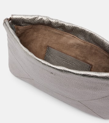 Monili Small metallic leather shoulder bag | Brunello Cucinelli