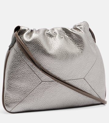 Monili Small metallic leather shoulder bag | Brunello Cucinelli