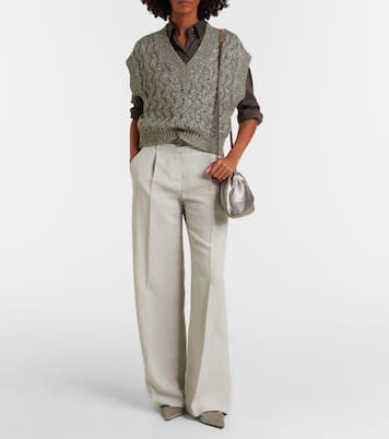 Monili Small metallic leather shoulder bag | Brunello Cucinelli