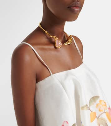 Vestido corto Caitlin en mezcla de lino | Leo Lin