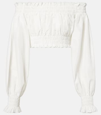 Shirred off-shoulder crop top | Norma Kamali