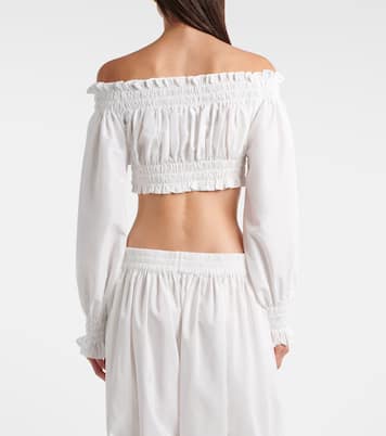 Shirred off-shoulder crop top | Norma Kamali