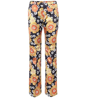 Pantalon droit imprimé en satin | Rabanne