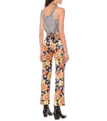 Pantalon droit imprimé en satin | Rabanne