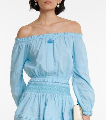 Top Galia en coton à encolure bardot | Poupette St Barth