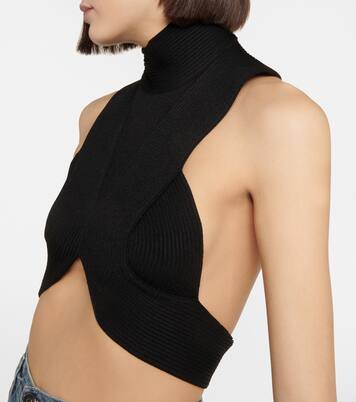 Ribbed-knit halterneck crop top | Alaïa