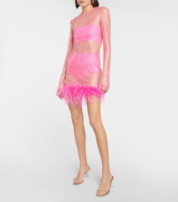 Robe en résille à cristaux et plumes | Giuseppe di Morabito