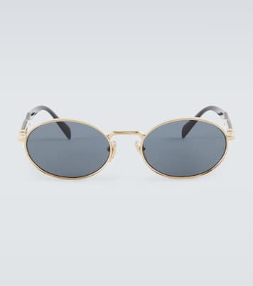 Lunettes de soleil ovales à logo | Prada