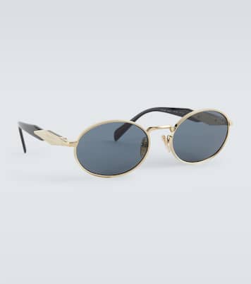 Lunettes de soleil ovales à logo | Prada