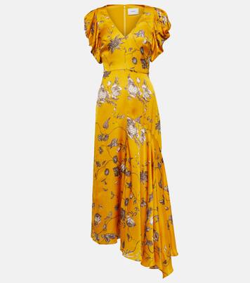 Robe midi en satin à fleurs | Erdem