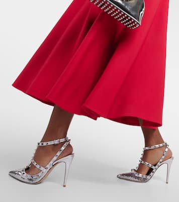 Verzierte Pumps Rockstud 100 mit Metallic-Leder | Valentino Garavani