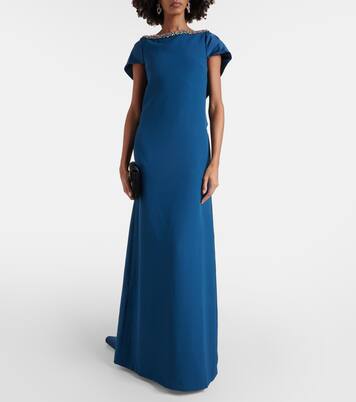 Robe longue Sallie en crêpe à ornements | Safiyaa