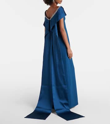 Robe longue Sallie en crêpe à ornements | Safiyaa