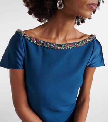 Robe longue Sallie en crêpe à ornements | Safiyaa