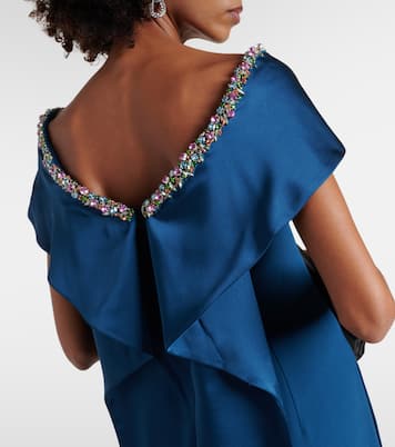 Robe longue Sallie en crêpe à ornements | Safiyaa