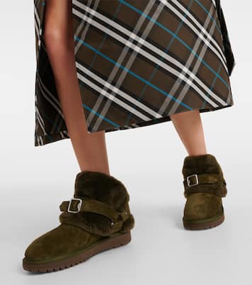 Ankle Boots aus Veloursleder mit Shearling | Burberry
