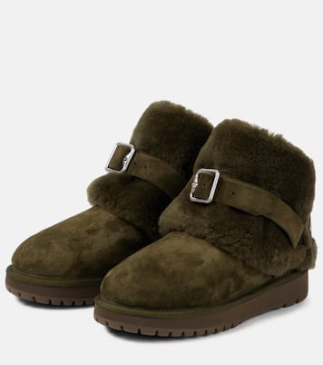 Ankle Boots aus Veloursleder mit Shearling | Burberry