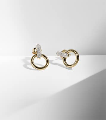 Pendientes Horsebit de oro de 14 ct con diamantes | Stone and Strand
