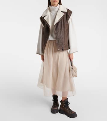Shearling-lined leather vest | Brunello Cucinelli