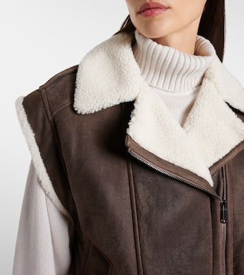 Shearling-lined leather vest | Brunello Cucinelli