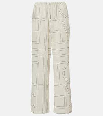 Monogram cotton-blend wide-leg pants | Toteme