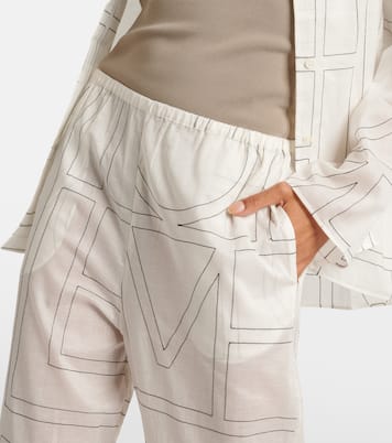 Monogram cotton-blend wide-leg pants | Toteme