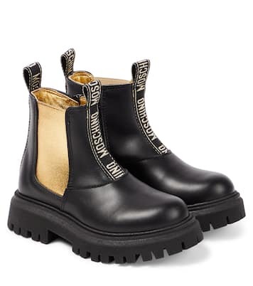 Logo leather Chelsea boots | Moschino Kids