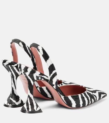 Holli zebra-print velvet slingback pumps | Amina Muaddi