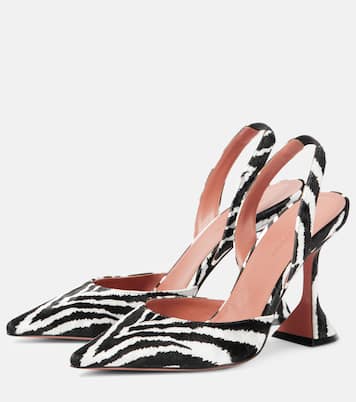 Holli zebra-print velvet slingback pumps | Amina Muaddi